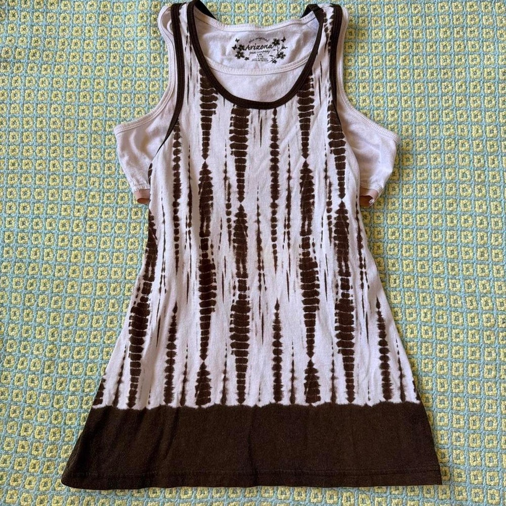 Arizona Brown Tie Dye Double Layered Tank Top Built in Bra Y2K Boho Small